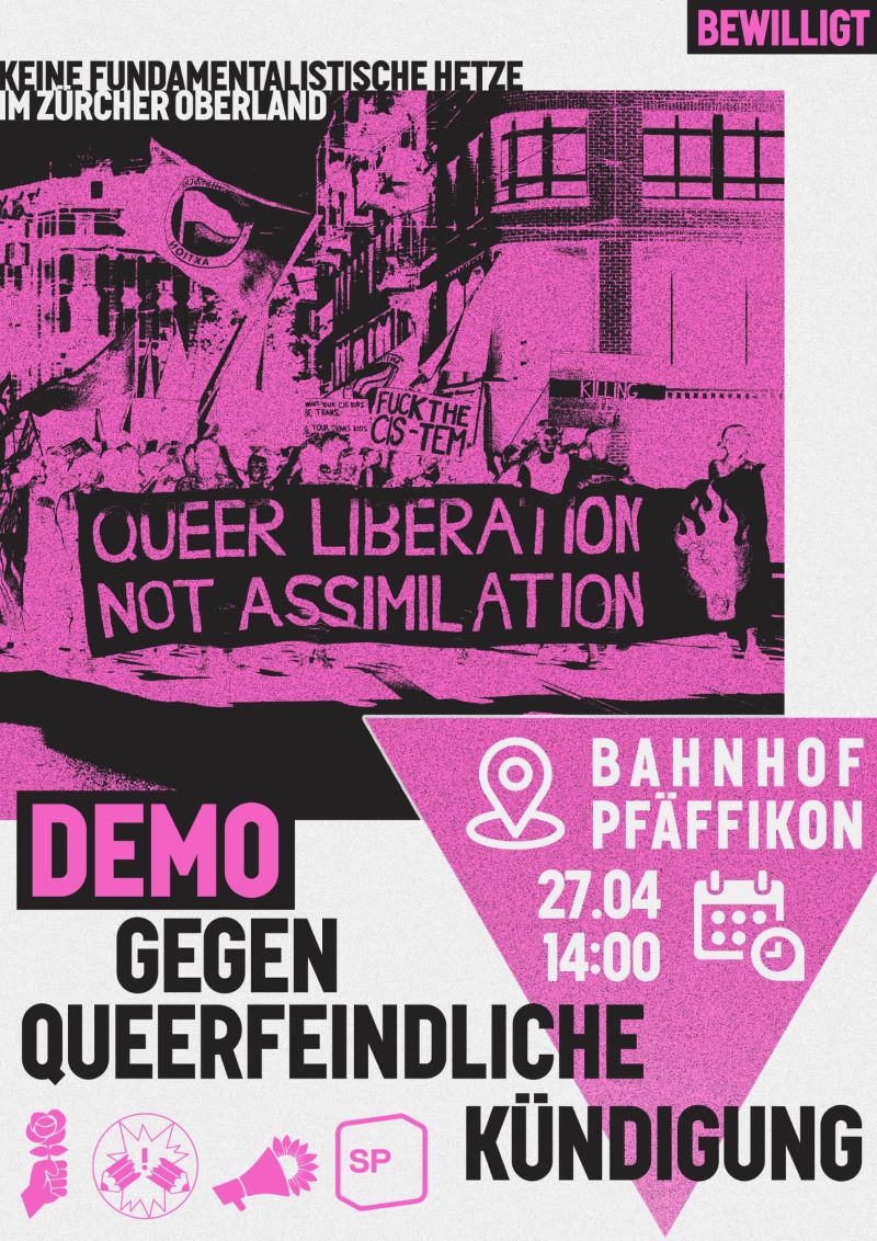 Demo gegen die queerfeindliche Kündigung in Pfäffikon